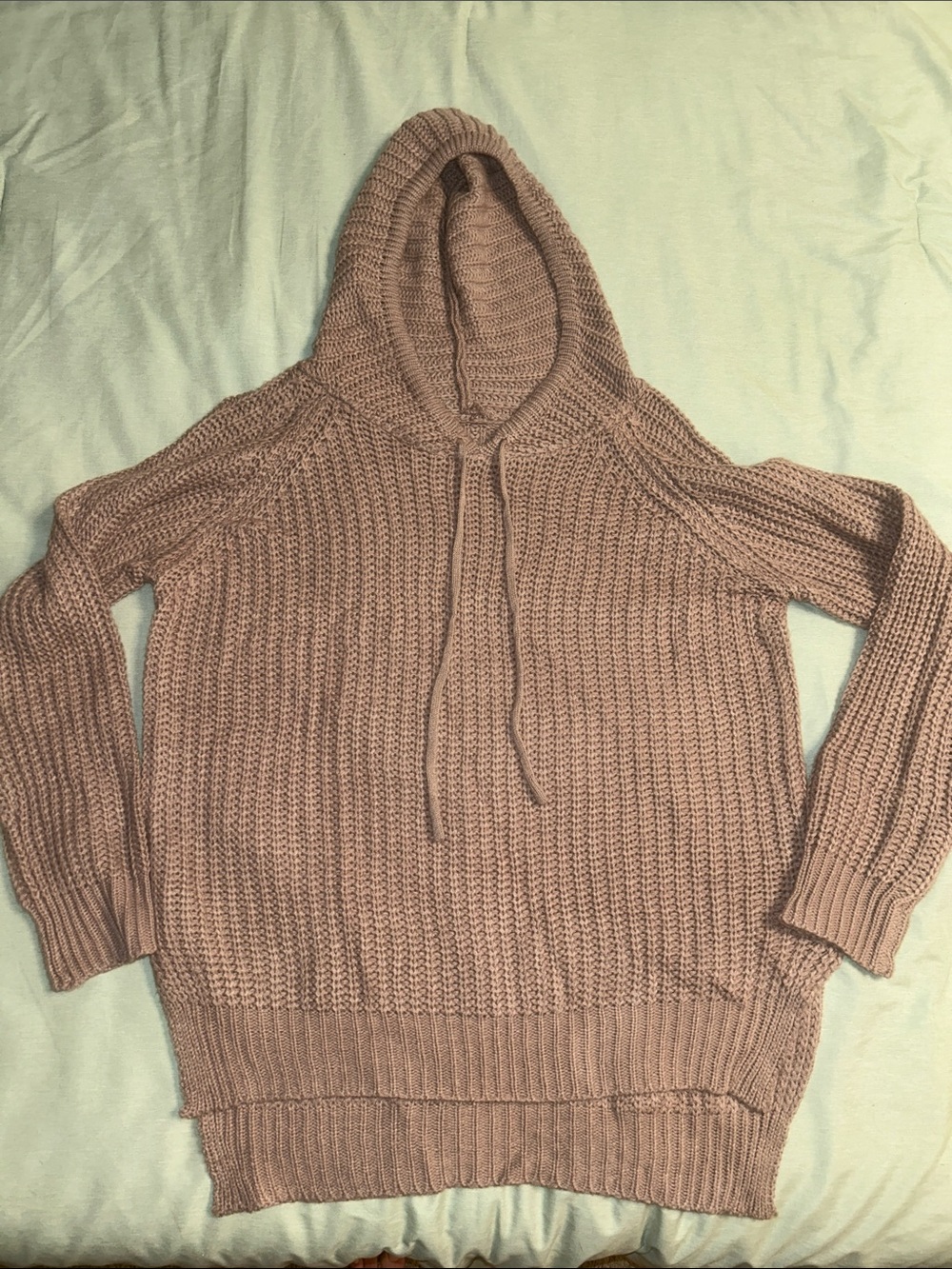 Knit Hoodie Sweater in Dusty Rose